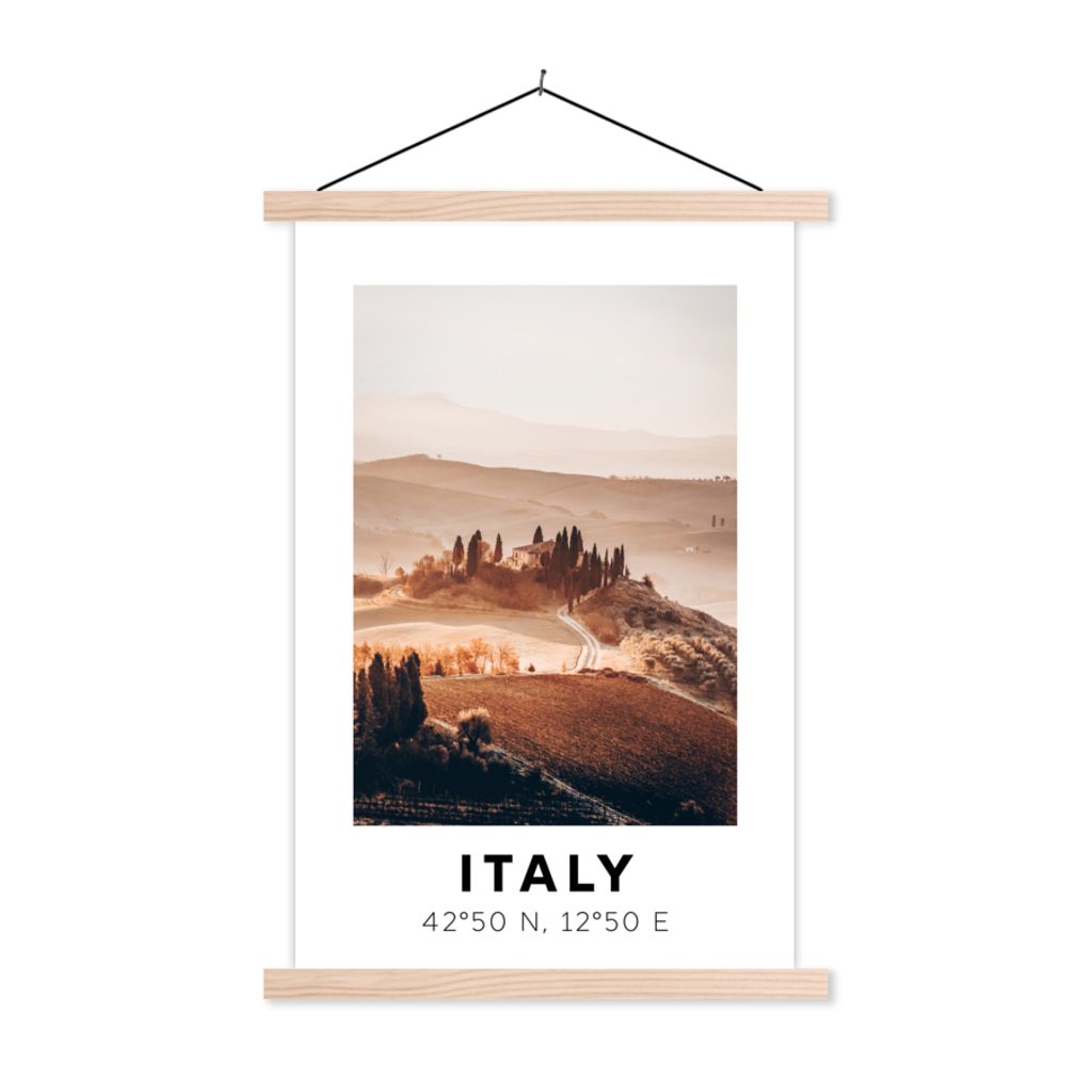 MuchoWow Textilposter Toskana - Italien - Sommer 60x90 cm mit holzfarbenen Rahmen - Textil
