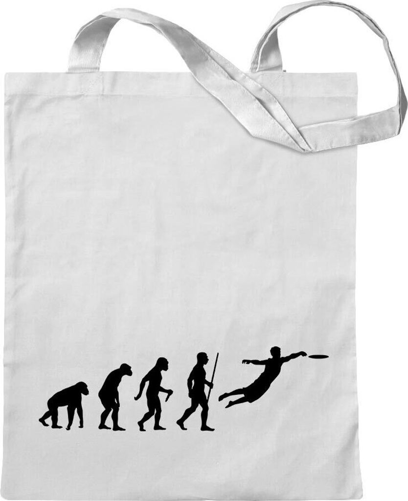 Kiwistar - Baumwolltasche - weiss - Frisbee Spiel Evolution - Tragetasche Stoffbeutel Umhängetasche Langer Henkel