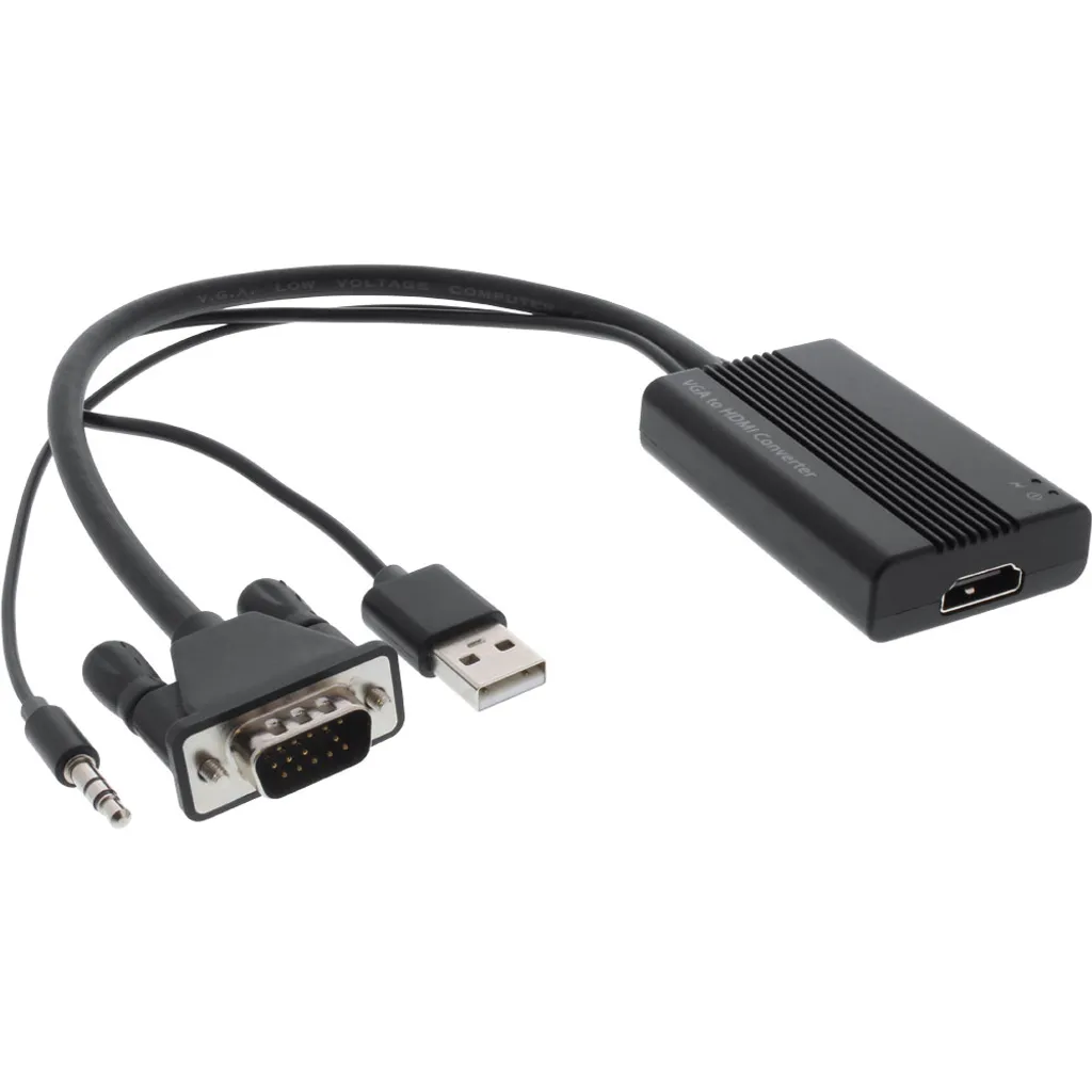 InLine 65004A Convertisseur VGA et Audio vers HDMI avec Câble USB