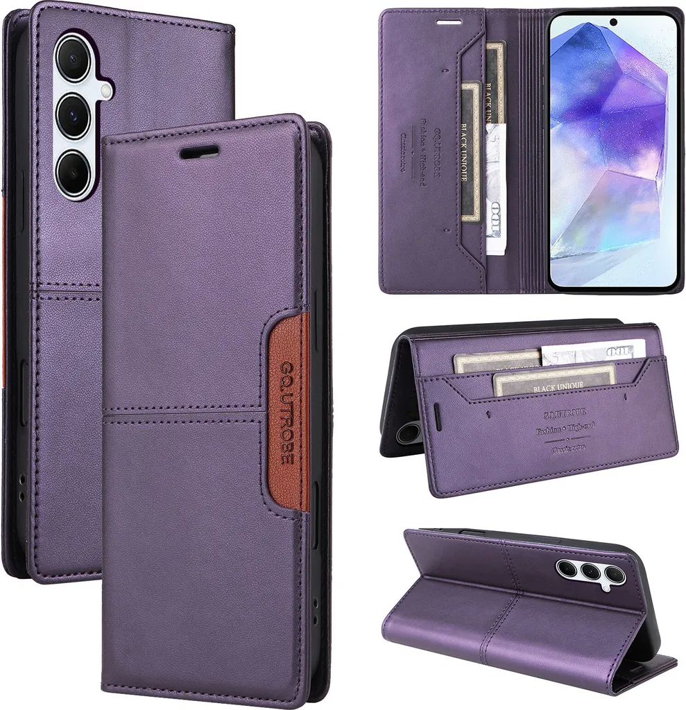 Cover Samsung A55 Protezione 360: Flip Wallet RFID Viola