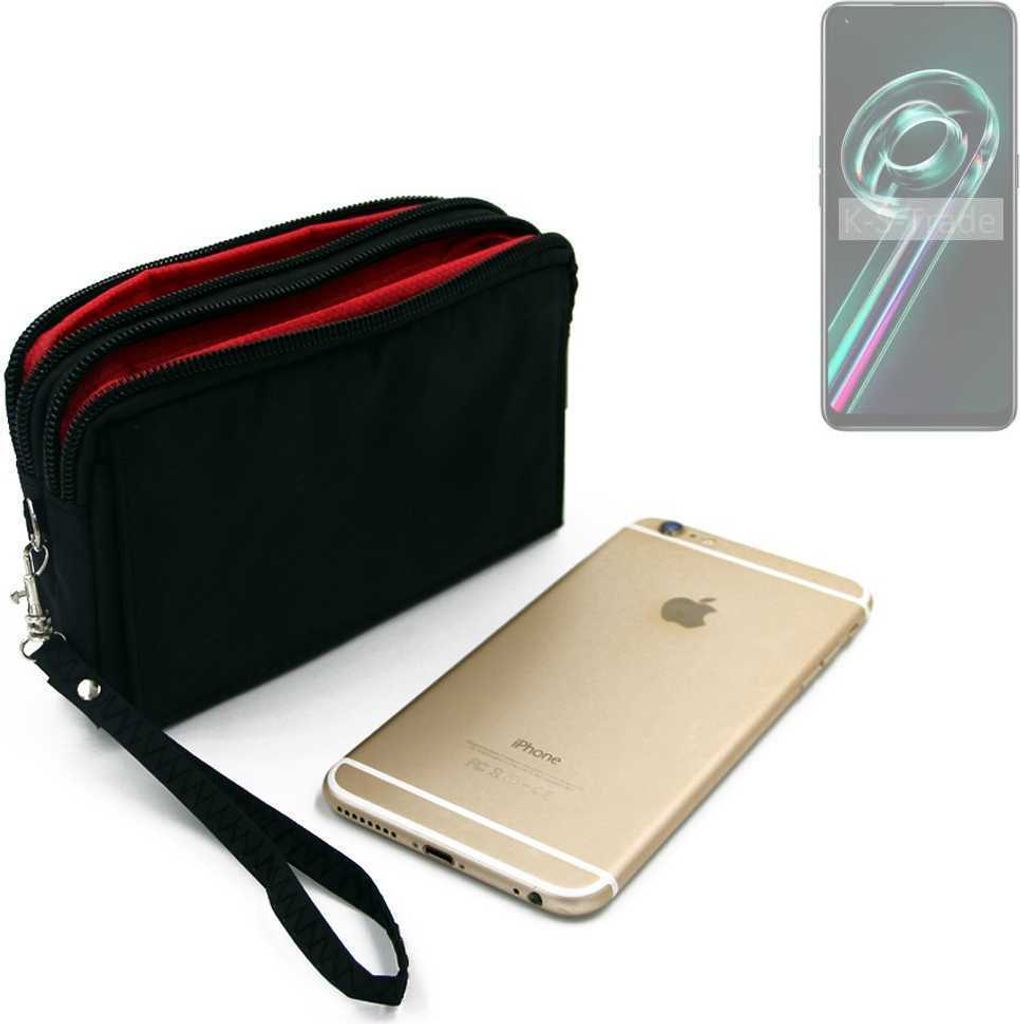 K-S-Trade Schutz Hülle Handy Hülle kompatibel mit Realme 9 Pro Plus Gürteltasche Travelbag Handytasche mit Zusatzfächern, schwarz