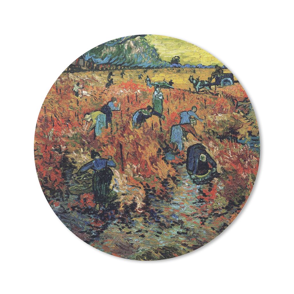 MuchoWow Mauspad Mousepad Der rote Weinberg - Vincent van Gogh 50x50 cm - Mousepads - Maus Mat - Pad - Mausunterlage - Vinyl