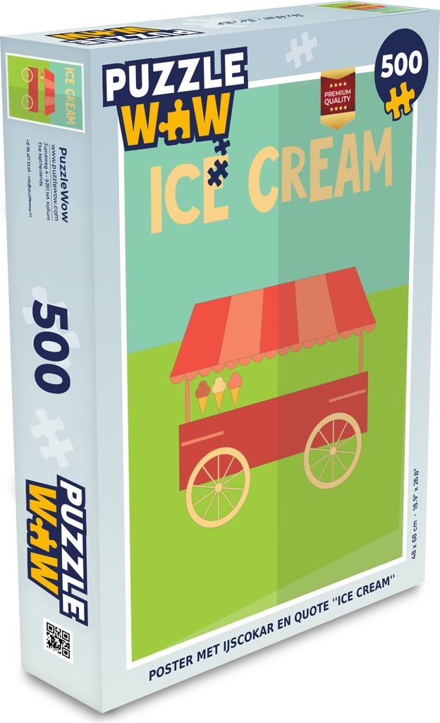 MuchoWow Puzzle 500 Teile Poster mit Eiscreme-Wagen und Zitat "Eiscreme - Denken - Spiel - Toy