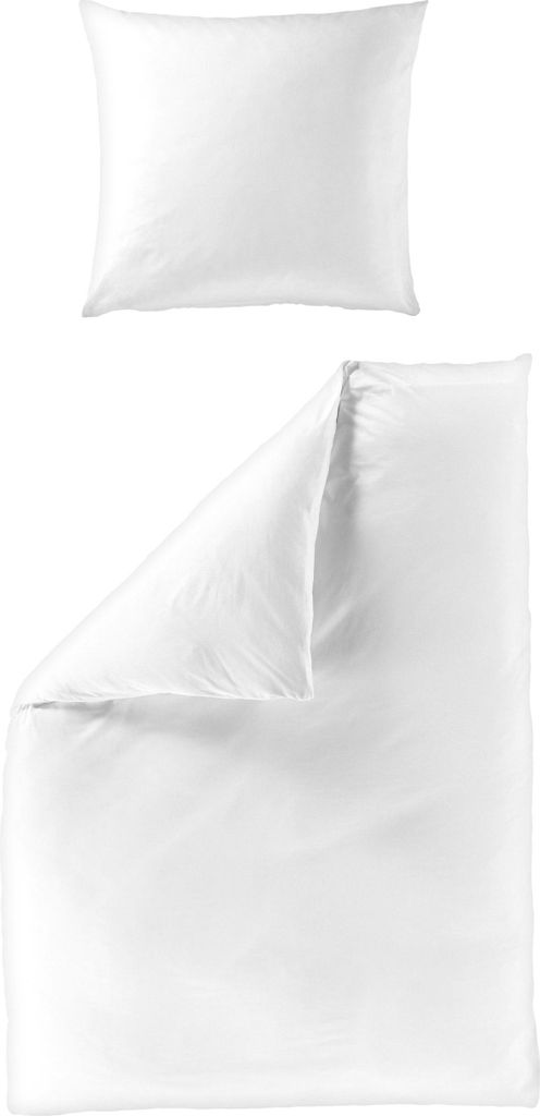 BIERBAUM Bettwäsche Mako-Satin white 135x200cm, mit 1 Kissen Bettbezug