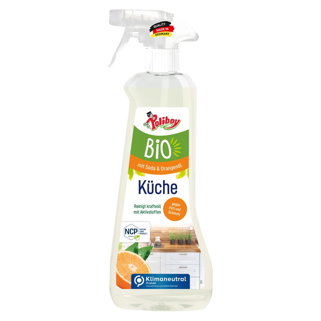 Poliboy Küchenreiniger mit Sprühflasche - aktive und kraftvolle Reinigung mit Seifenschaum für die ganze Küche - Vegan - 500ml