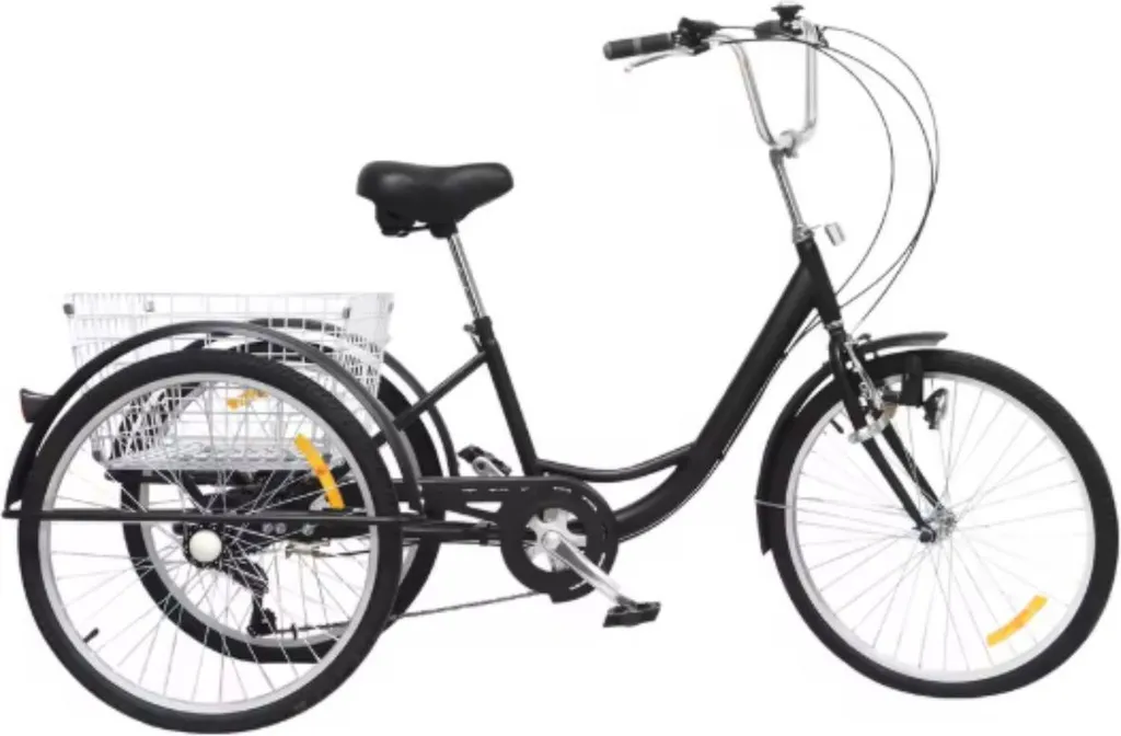 Tricycle pliant 24 pouces Zyrell noir à 6 vitesses et grand panier