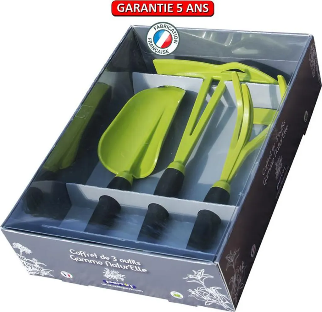 Coffret 3 outils de jardin Gamme Natur'elle Vert Kiwi pour Entretien