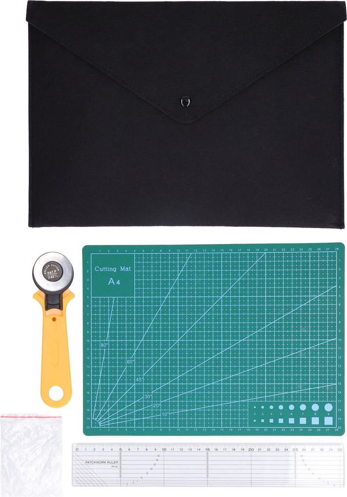 Selbstheilendes Nähmatten-Set, A4, transparente Größe, sicheres Knopfzubehör mit 45-mm-Revolverschneider für DIY-Handwerk, Quilten