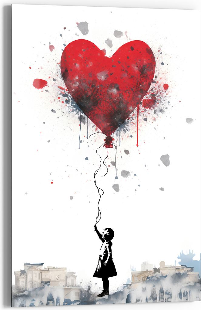 DEQOART Glasbild Echtglas 40x60 cm 'Herzenträume im Himmel' Wandbild Bild modern Deko