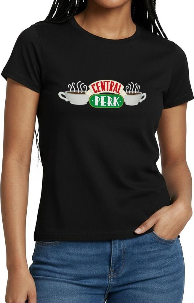 Spreadshirt Friends Central Perk Frauen T-Shirt, L, Schwarz