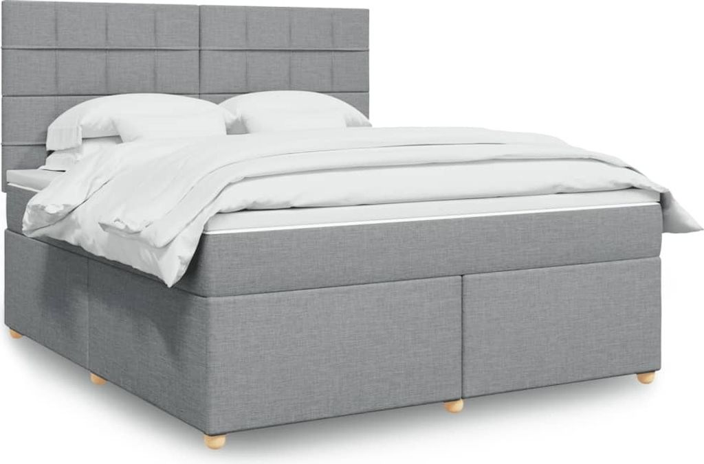 "2026 Promotion" Boxspringbett mit Matratze - Hellgrau 180x200 cm - Stoff - Polsterbett CC15270