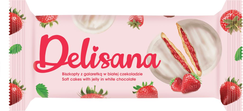 Delisana Biscotti con gelatina alla fragola ricoperti di Immagine del prodotto 