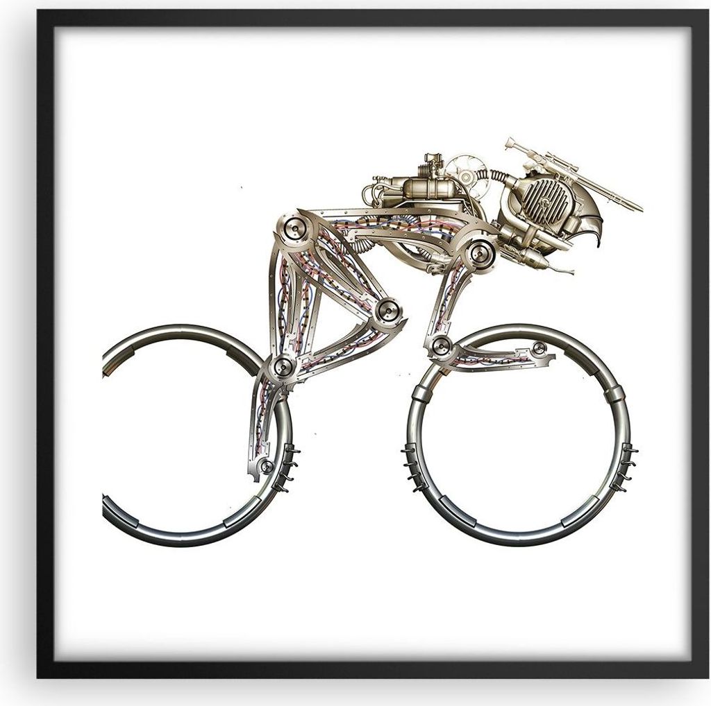 Gerahmtes Poster - Schwarzer Rahmen - Fahrrad Roboter Produktbild 