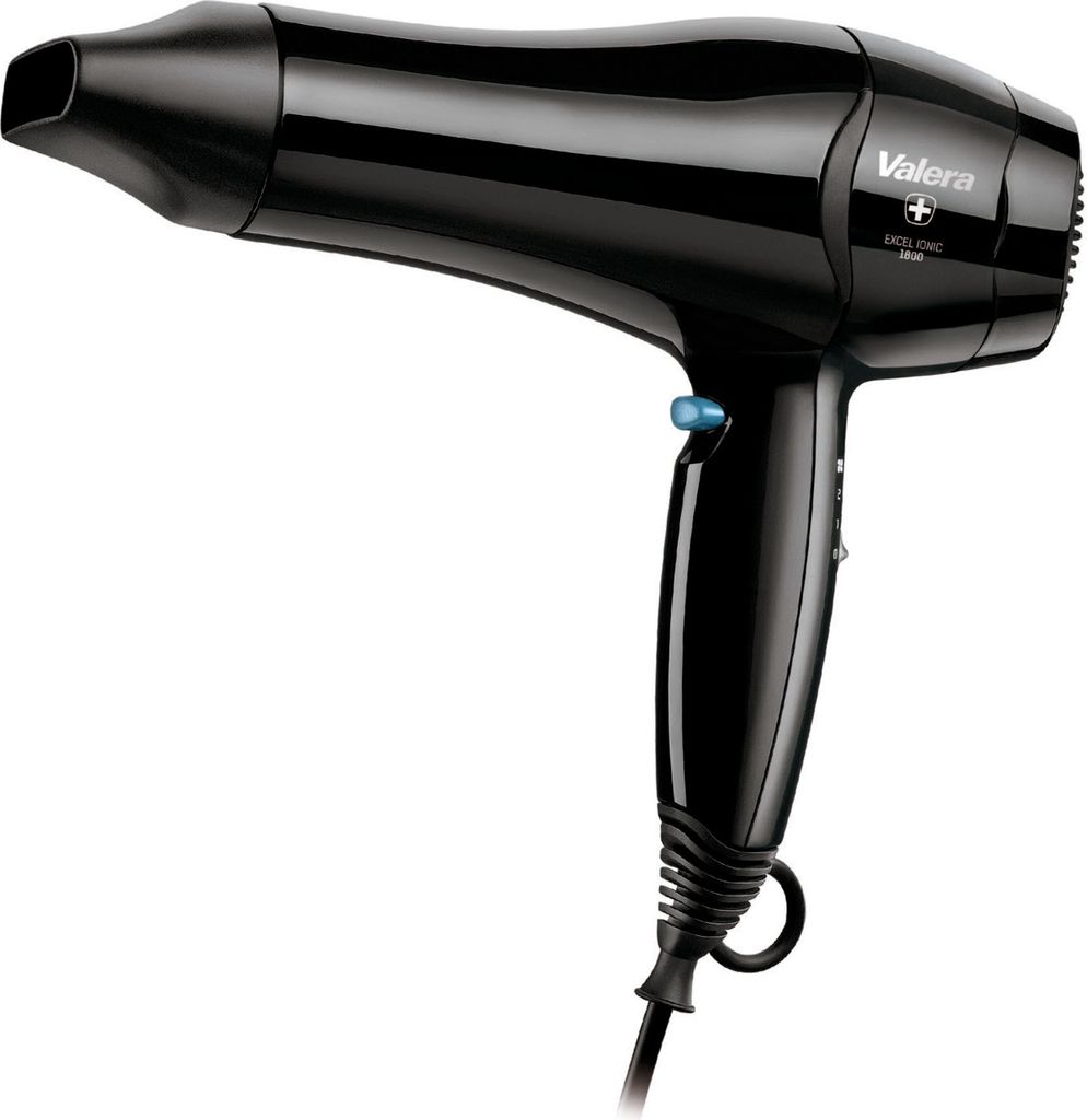 A black Valera hair dryer on a white background.