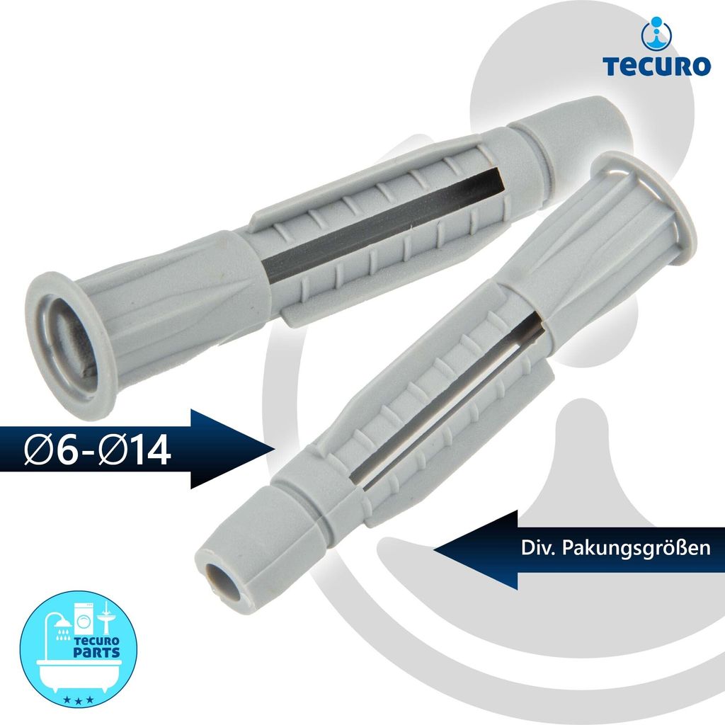 tecuro Dübel Allzweckdübel Dübel 8,0 x 51 mm - 50 Stück - Kunststoff grau