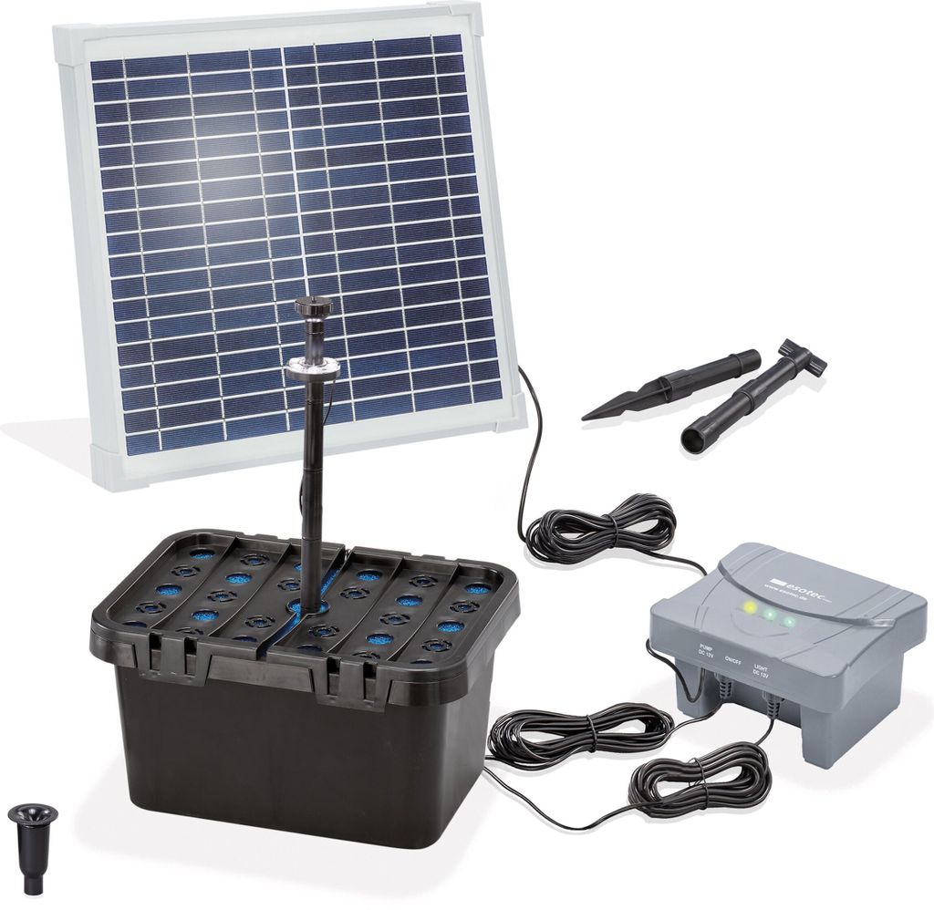esotec Solar Teichfilter-Set Profi 15/550 LED LIFEPO4 Akku Filterpumpe 100952