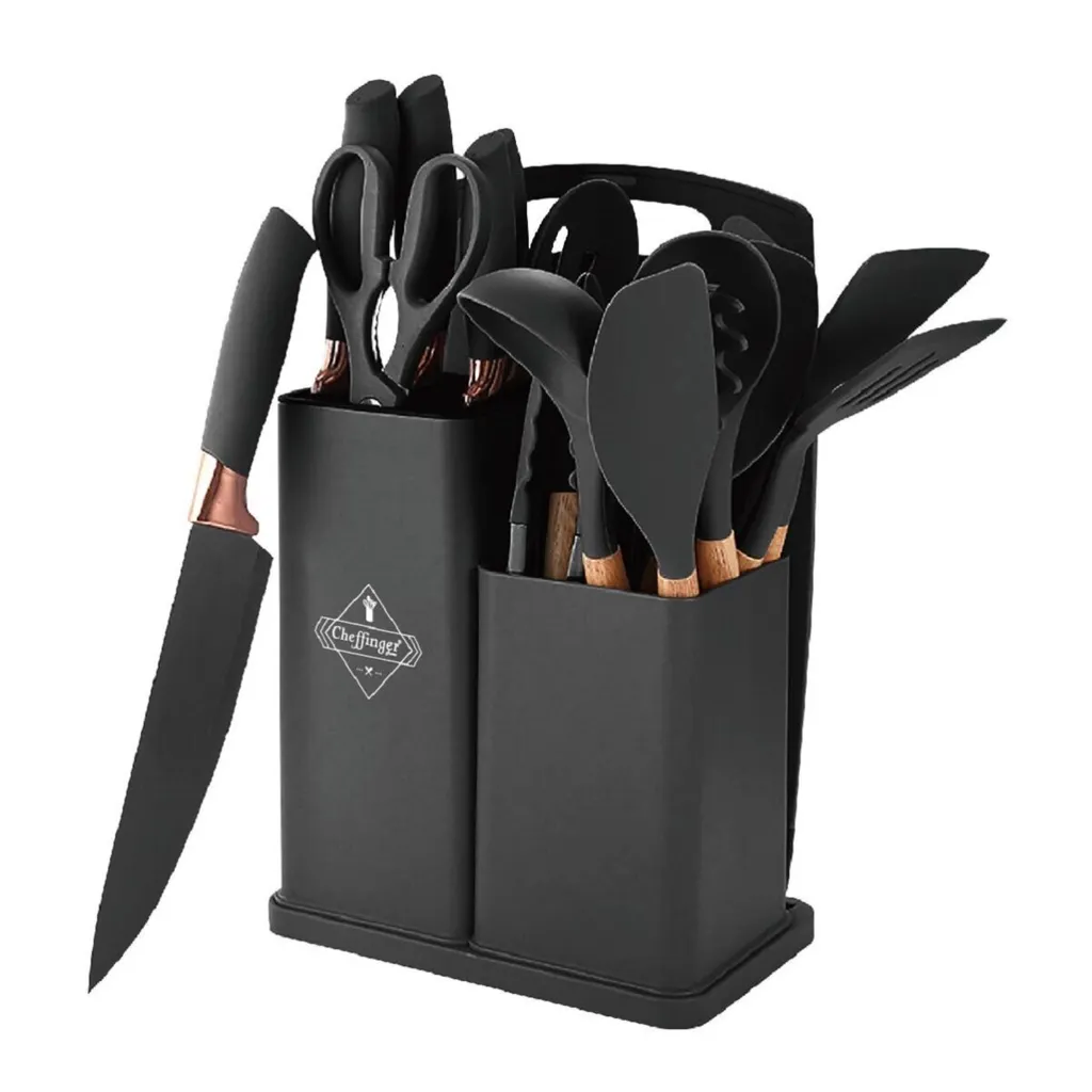 Set Chef 19 Pz: Coltelli in Acciaio e Silicone Anti-Graffio