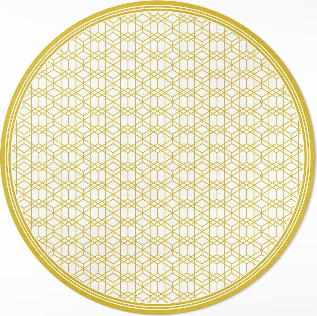Kleine Blumen und Blätter regelmäßiges Muster– Vinyl Fußmatte – Ø 110cm – Rutschfest, Pflegeleicht & Langlebig