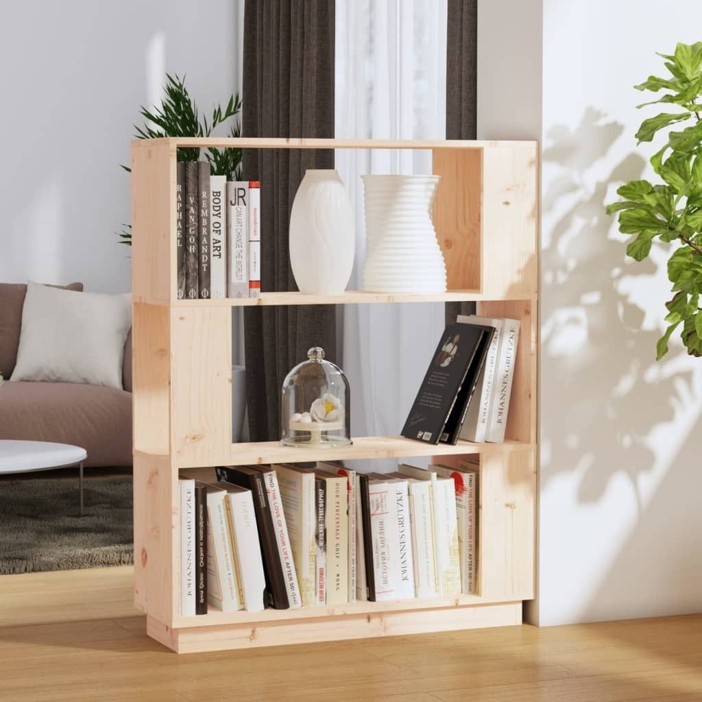 The Living Store Bücherregal/Raumteiler 80x25x101 cm Massivholz Kiefer
