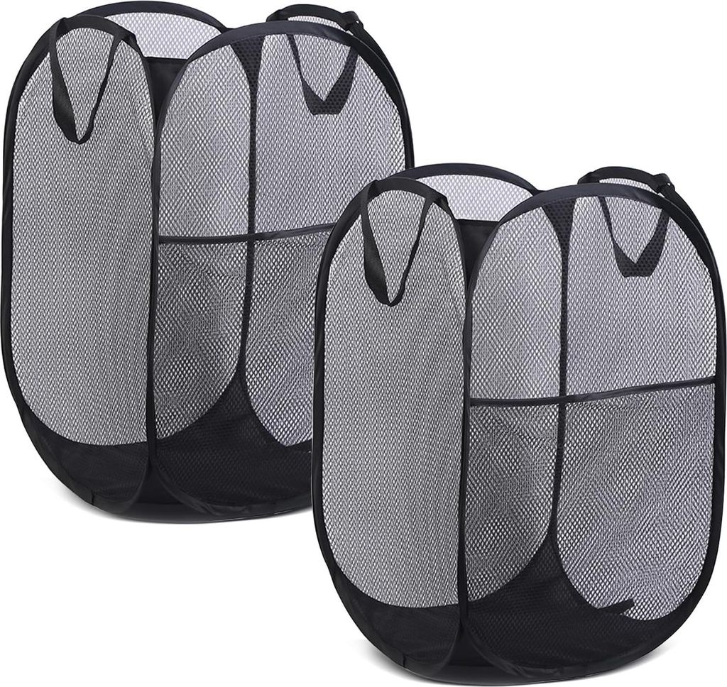 Pop-Up-Wäschekörbe, 2 Stück Faltbarer Laundry Basket Mesh, 75L Faltbarer Wäschekorb aus Mesh, Atmungsaktiver Wabennetz-Wäschekorb für Kinderz...