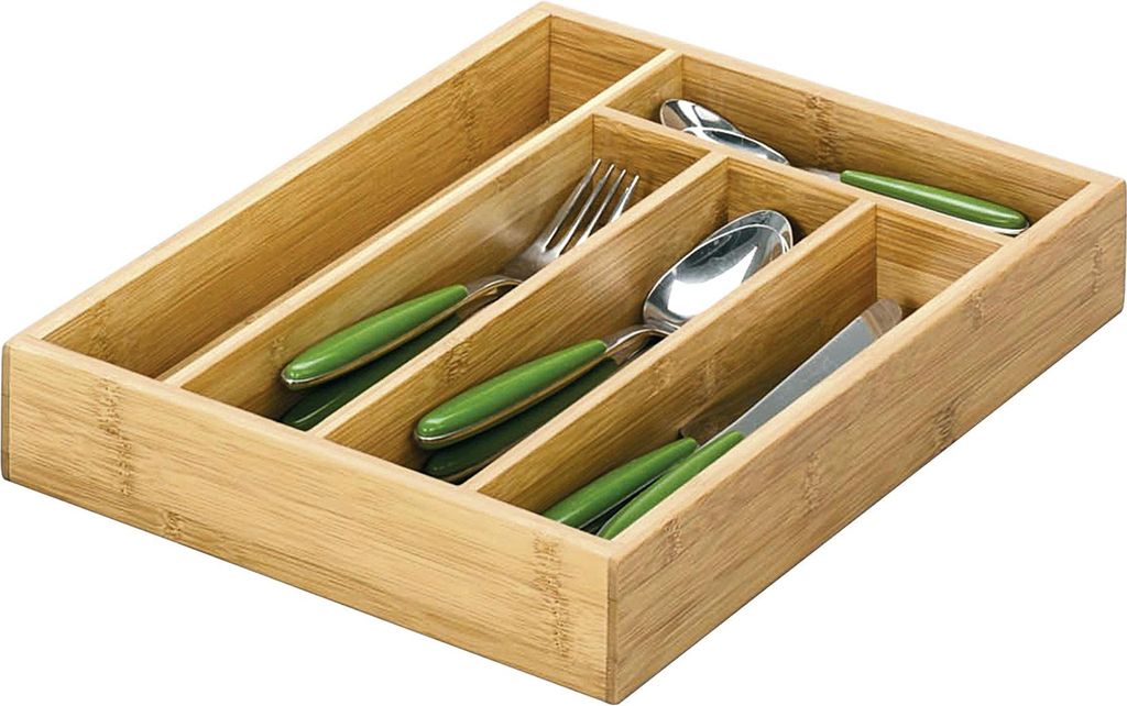 ZELLER PRESENT Besteckkasten Bamboo 5 Fächer 34x26x5 cm Immagine del prodotto 