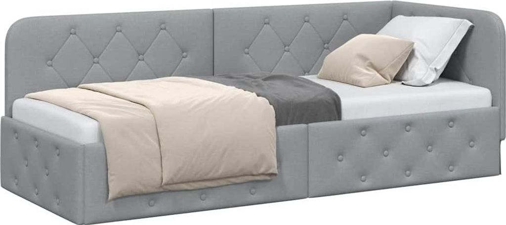 Eckbettgestell Hellgrau 80 x 200 cm Stoff