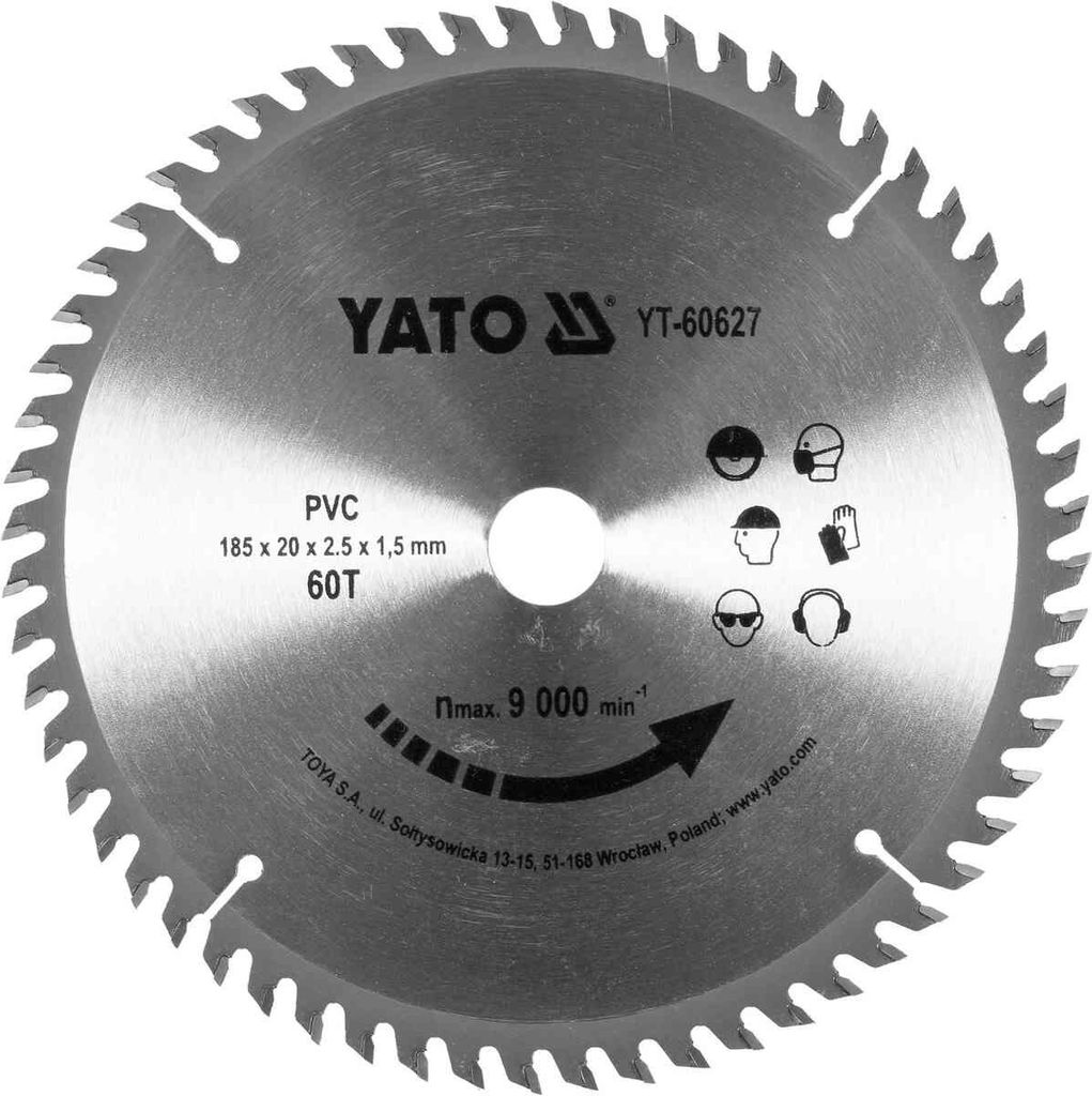 YATO, Modell YT-60627, Kreissägeblatt de 18,5 cm, 1 Stück, ideal für präzise Schnitte in Holz, Metall und Kunststoff, hohe Standzeit, professio...
