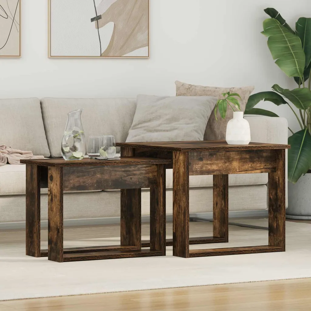 Maison Exclusive - Set tavolino da caffè 2 pezzi in legno di rovere affumicato