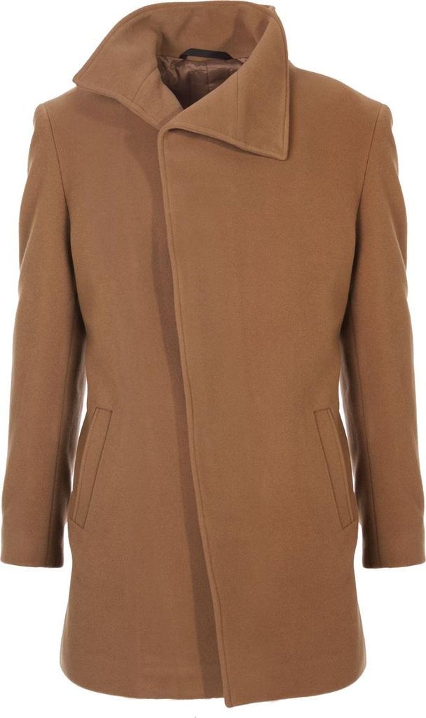 Zapana Herren Wollmantel Lawson braun XL