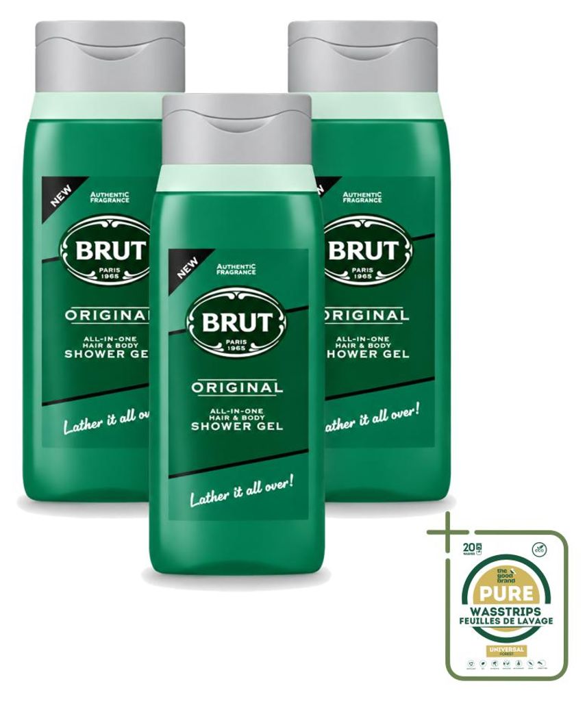 3 x Brut All in One Douchegel voor haar en lichaam, Productafbeelding 