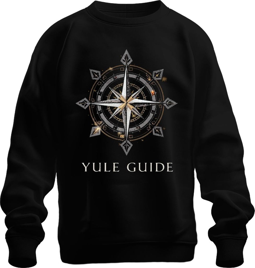 Yule Guide Kompass Nordstern Weihnachten Vintage Geschenk Uni Sweatshirt Pullover, Schwarz, S