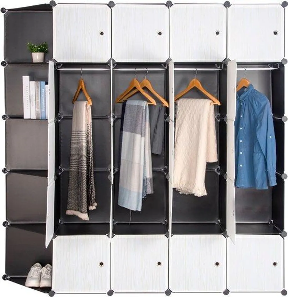 Grande armoire à jouets 185x185 cm en plastique PP noir ultra robuste