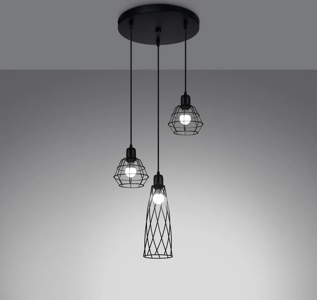 Suspension noire 3 sources SUBA idéale pour table à manger et loft - 10