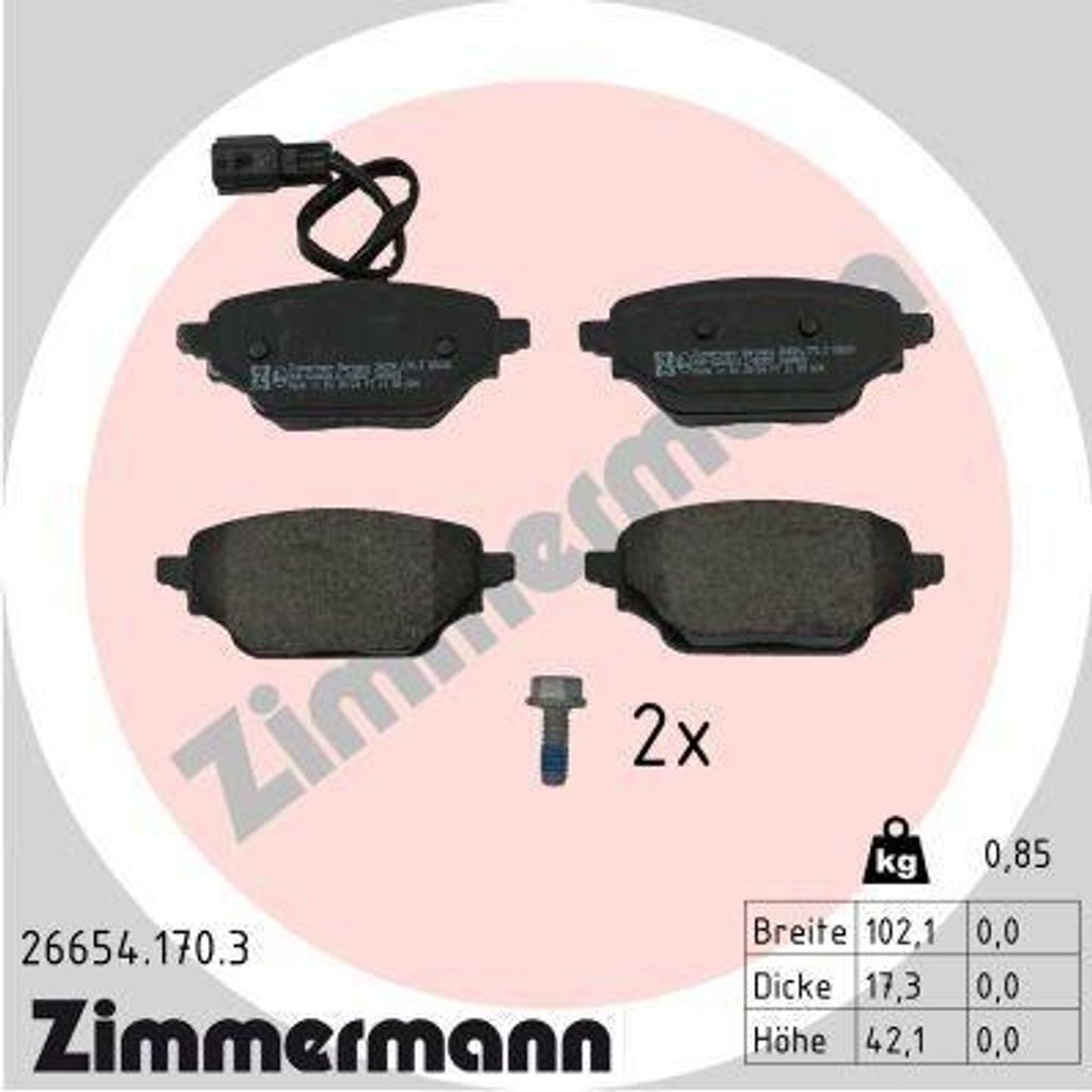 ZIMMERMANN 26654.170.3 Bremsbeläge Satz Hinten Bremsklötze passend für MERCEDES-BENZ Citan II Kastenwagen (420) Citan II Tourer (W420) T-Klasse MPV