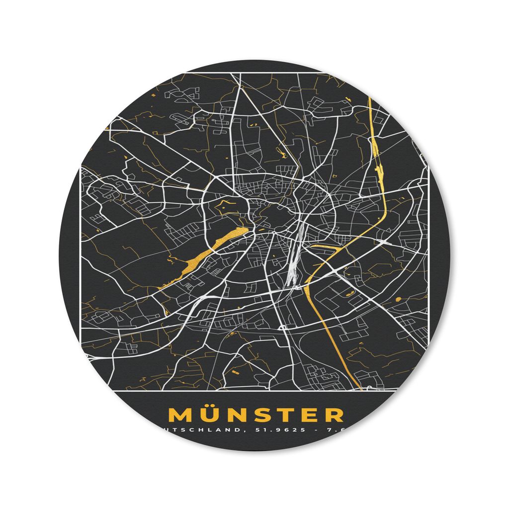 MuchoWow Mauspad Mousepad Münster - Stadtplan - Karte - Deutschland - Gold 40x40 cm - Mousepads - Maus Mat - Pad - Mausunterlage - Schreibtisch ...