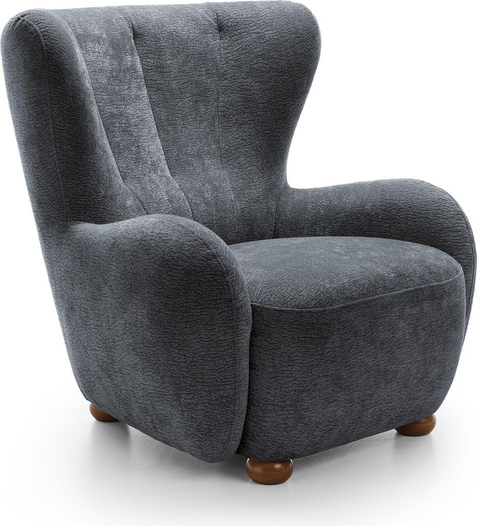Masseno Polstersessel MIST Loungesessel ergonomisch, Chenille Grau