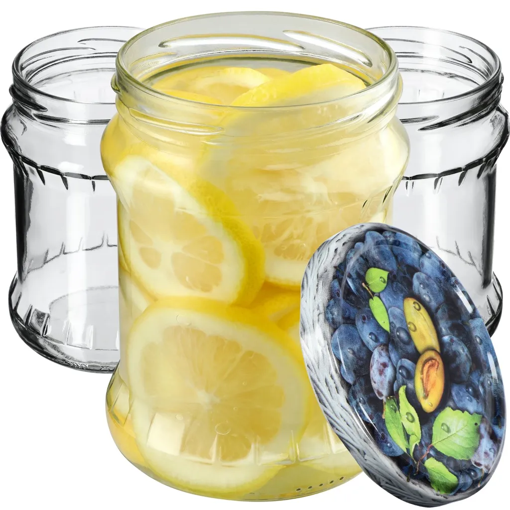 KADAX Kisko 16 Barattoli per Conserve 500ml con Coperchio Prugne