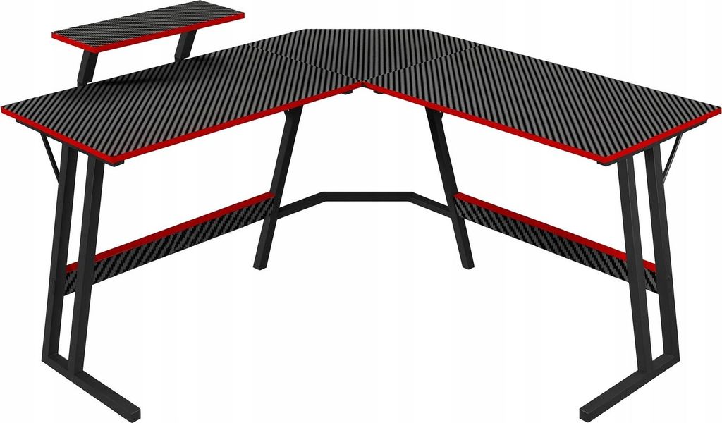 Ekspand | Gaming Schreibtisch - Rot - 130x50x75 Cm - Trapezform - Eckschreibtisch