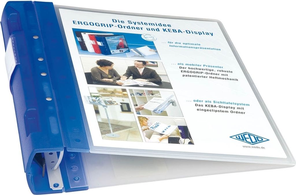 Präsentationsordner Ergogrip ICE A4 50mm 4 Ringe blau Packung mit 4 Stück
