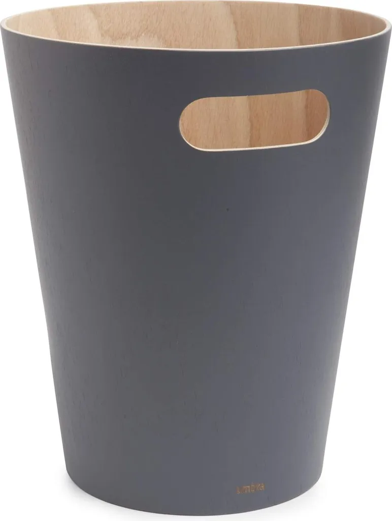 Poubelle design durable en bois de hêtre 7,5L finition charbon chic