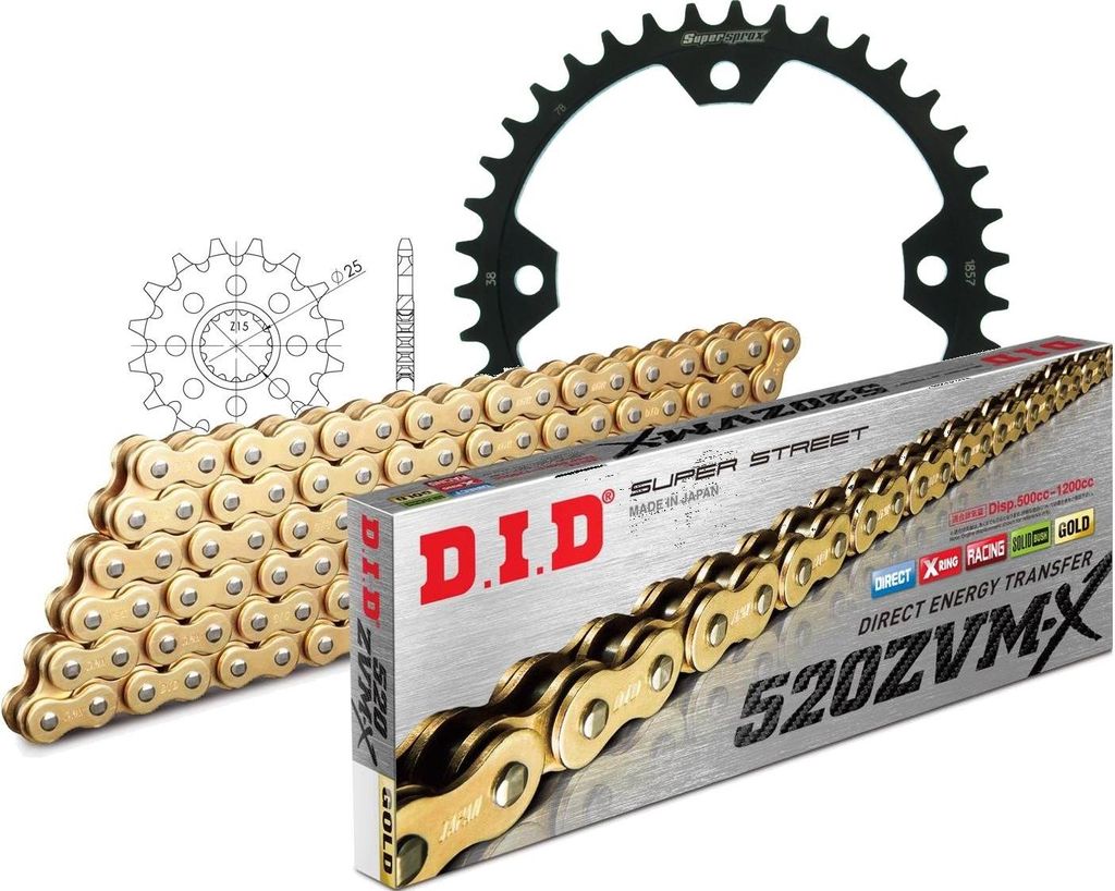 DID Kit Stahl Kompatibel mit Yamaha YFM700 R Raptor 06-13 14-38-098 DID520ZVM-X(G&G) Endlos