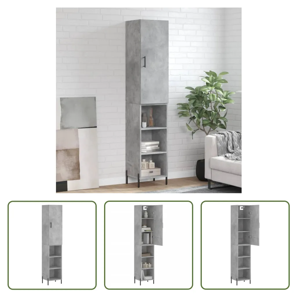 The Living Store Credenza Cemento Grigio 180cm: Mobile Salvaspazio Alta Qualità