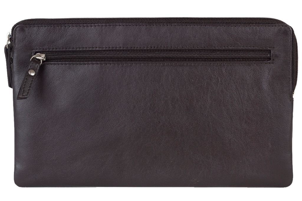 Banktasche Geldtasche LEAS in Echt-Leder, braun - Produktbild 