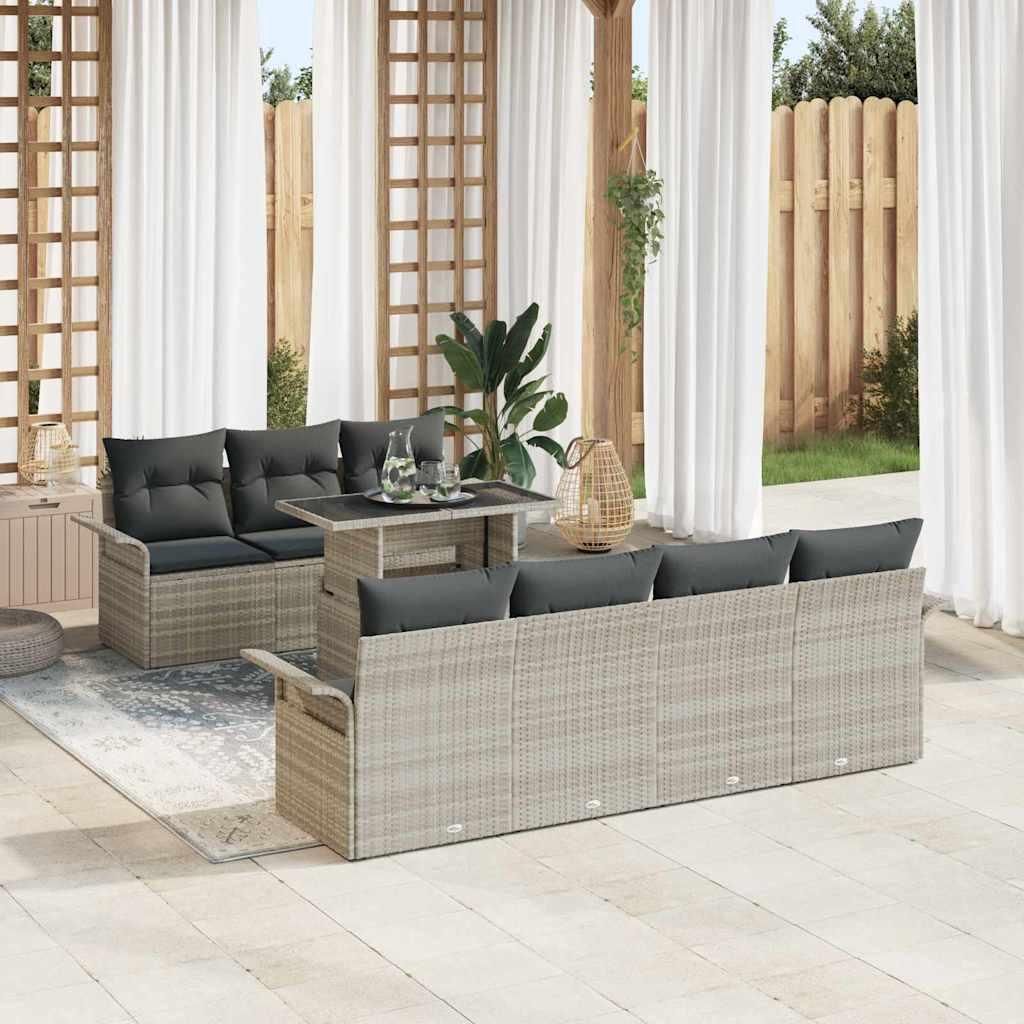 Maison Exclusive - Gartensofa-set mit Kissen 8 pcs Hellgrau Poly Rattan