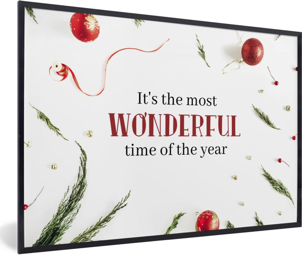 MuchoWow Gerahmtes Poster Winter - Weihnachten - Zitat 90x60 cm - Poster mit Schwarzem Bilderrahmen Wandposter Rahmen Foto Bilder - Fotorahmen - ...