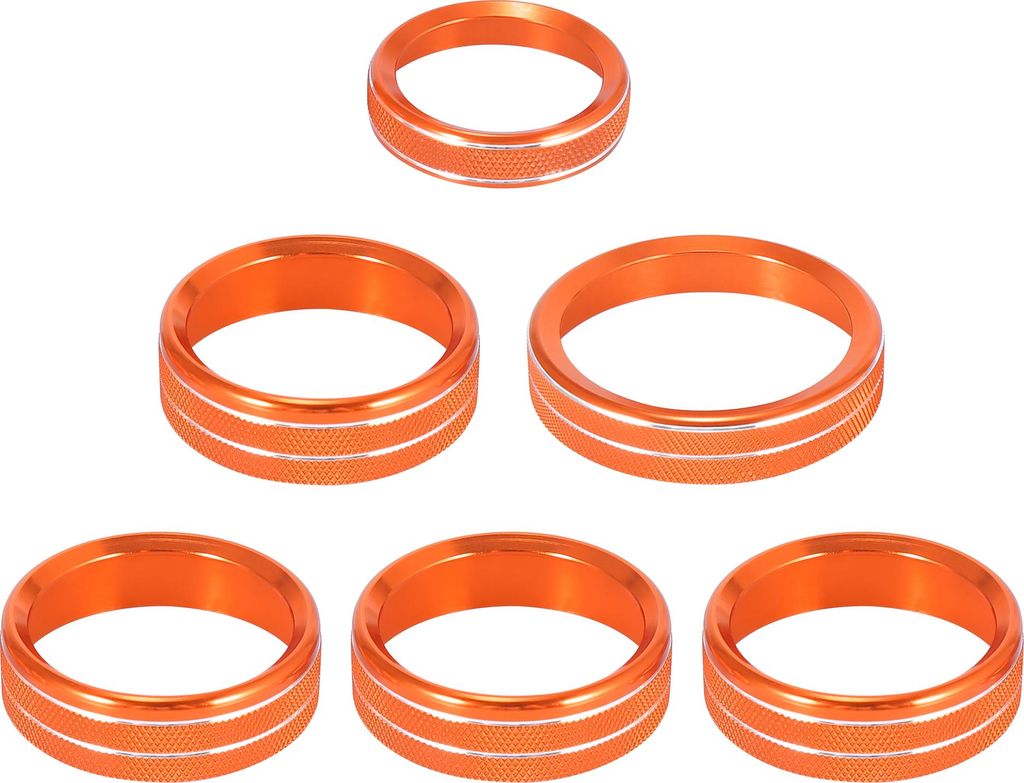 6 Stück Aluminiumlegierung Auto Klimaanlage Knopf Zierring Abdeckung Orange