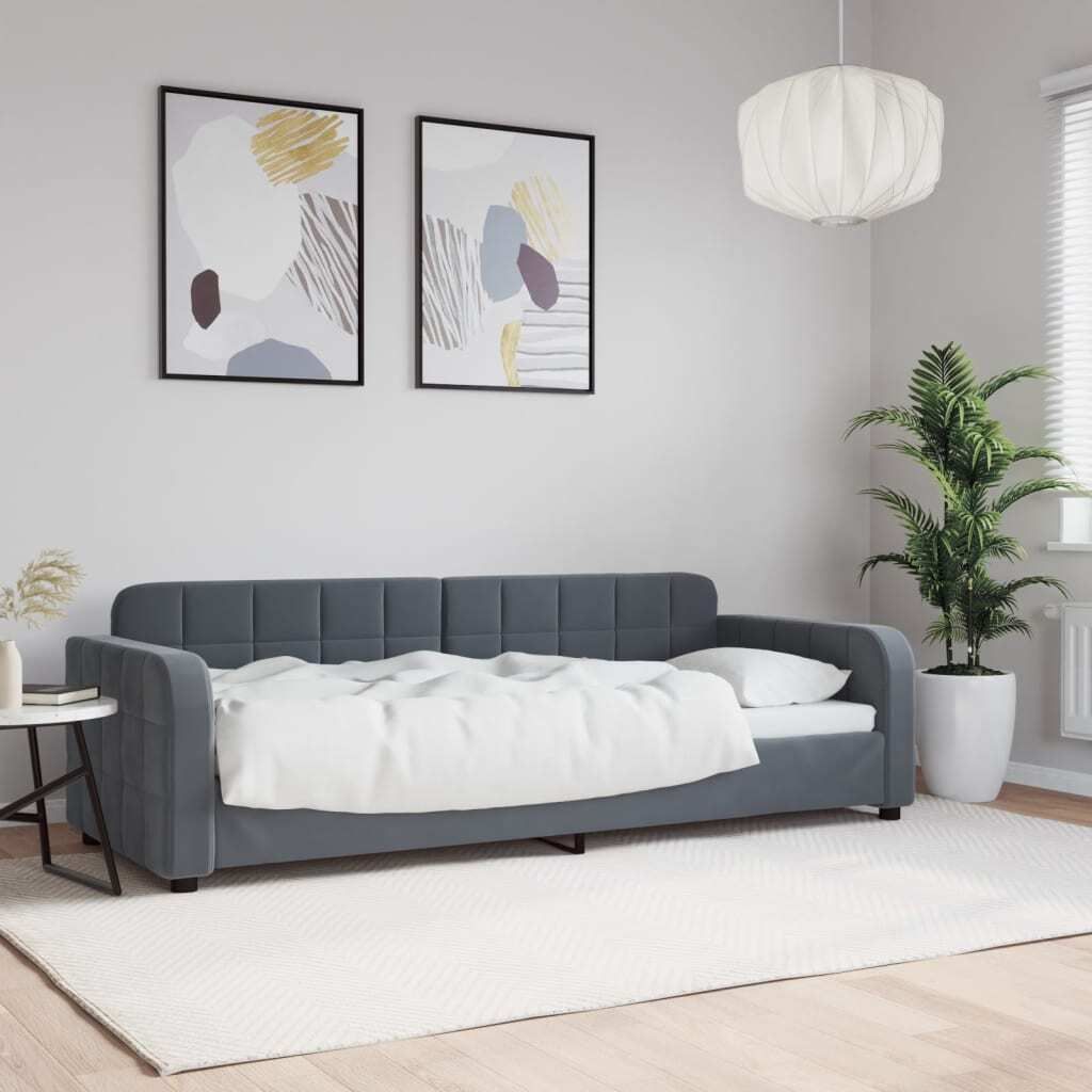 "Rabatt" Tagesbettrahmen/Schlafsofa - Modernes Design - Dunkelgrau 80x200 cm Samt - Klassische Betten CC16225