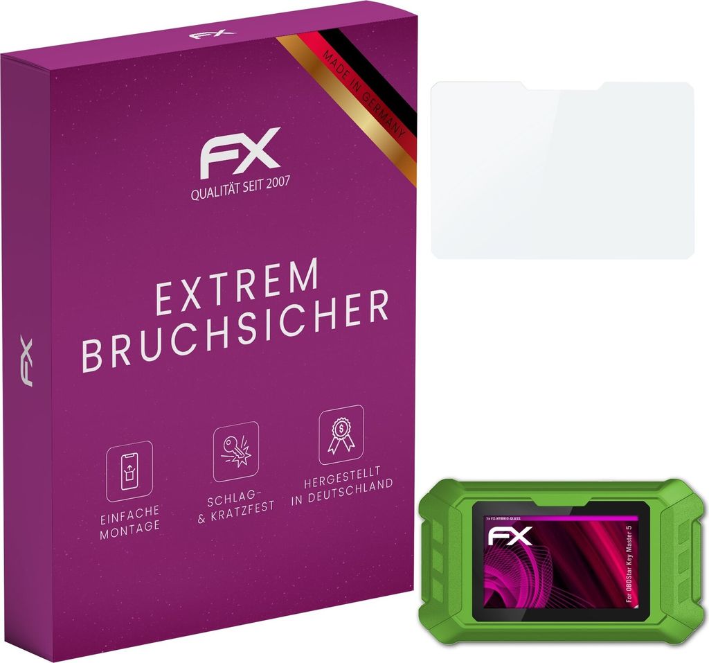 atFoliX FX-Hybrid-Glass Displayfolie kompatibel mit OBDStar Key Master 5 Glasfolie