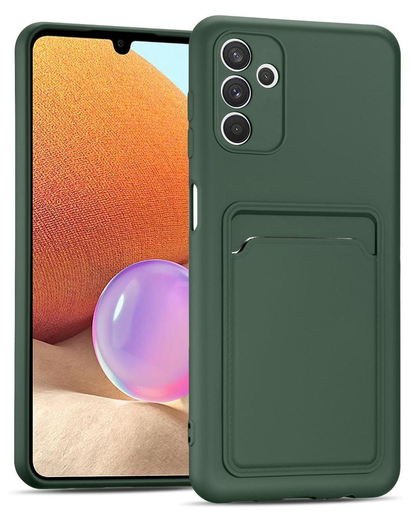 Handyhülle für Samsung Galaxy A13 5G / A04s Hülle Silikon Schutzhülle mit Kartenfach Slim Wallet Case, Grün