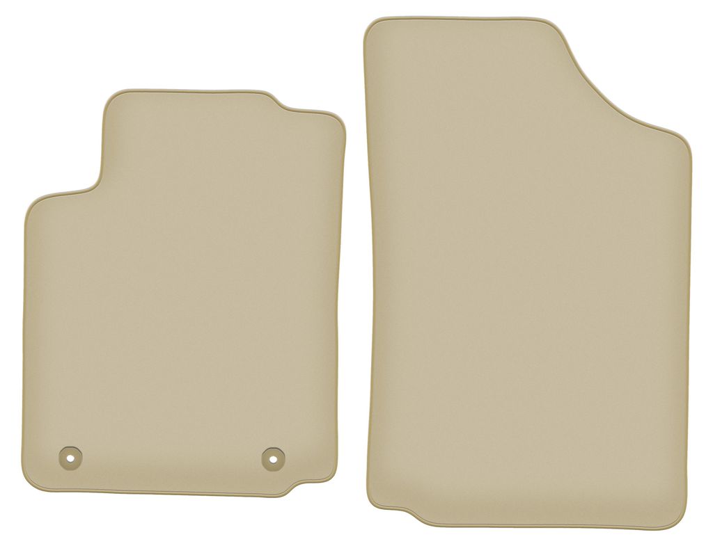 Velours-Fußmatten Vorne PREMIUM beige passend für Citroen C2 (2003-2009, Schrägheck) – mit Befestigungen – passgenau